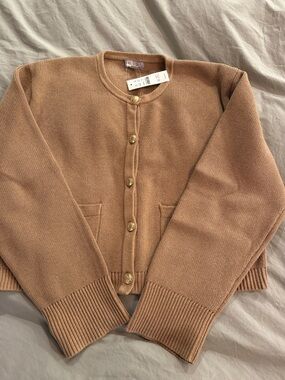 J. Crew Camel Brown Button Front Knit Cardigan